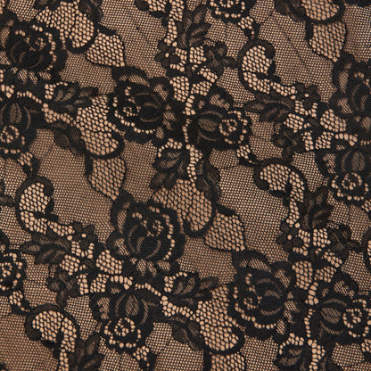 Black Floral Lace Midi Skirt