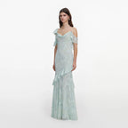 Mint Embroidered Georgette Maxi Dress