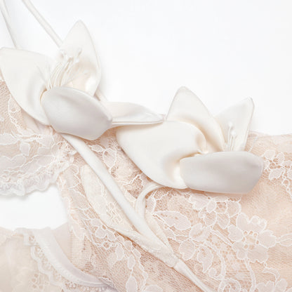 Cream Lace Flower Maxi Dress