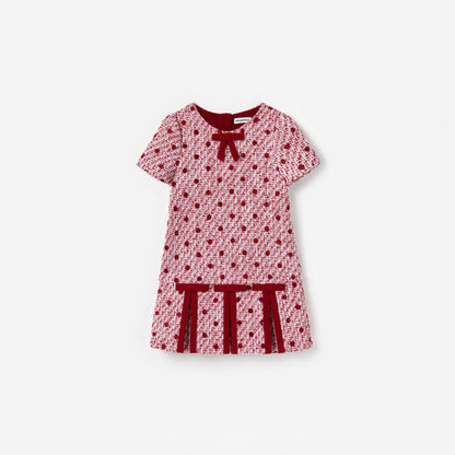 Burgundy Polka Dot Boucle Dress