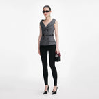 Grey Wool Tailored Top