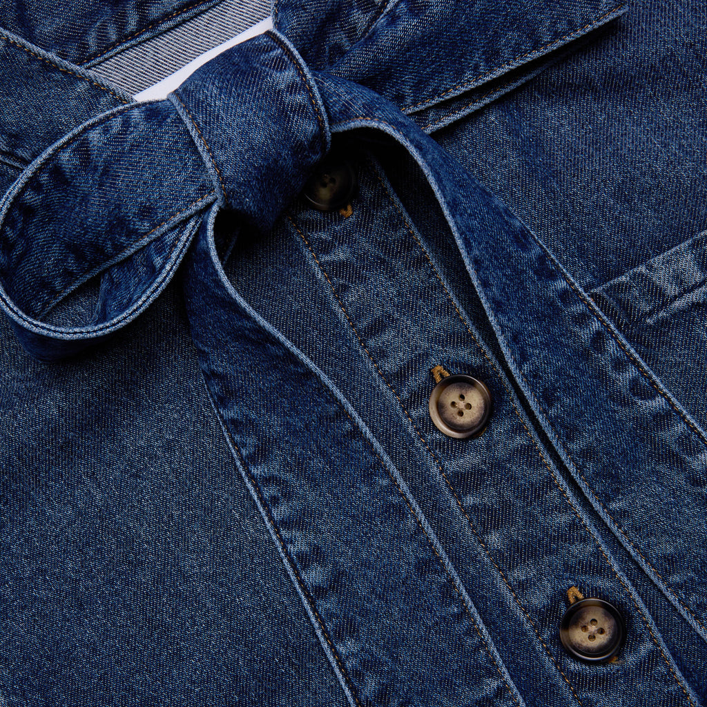 Denim Tie Neck Shirt
