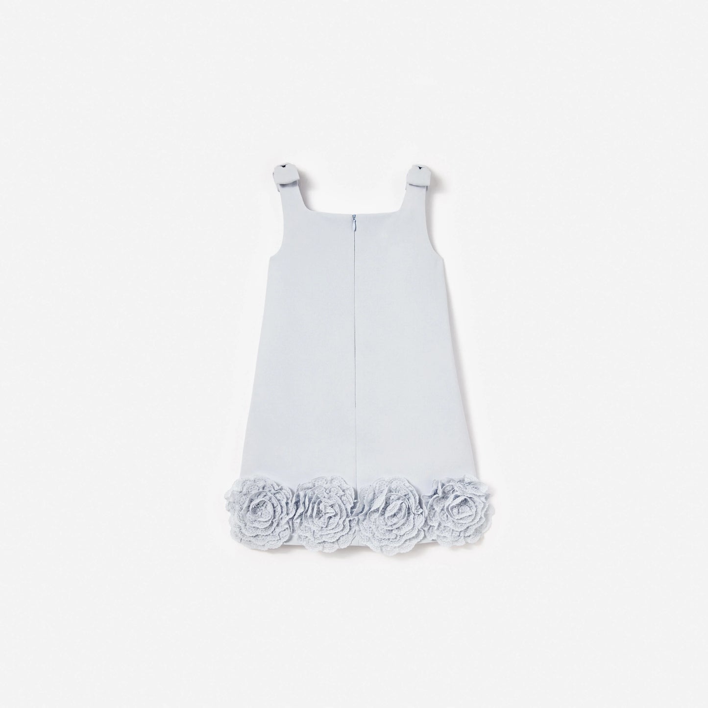 Blue Crepe Flower Dress