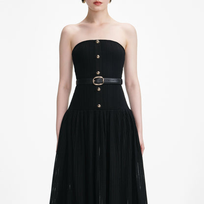 Black Bandeau Knit Maxi Dress