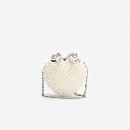 Pearl Heart Clutch Bag