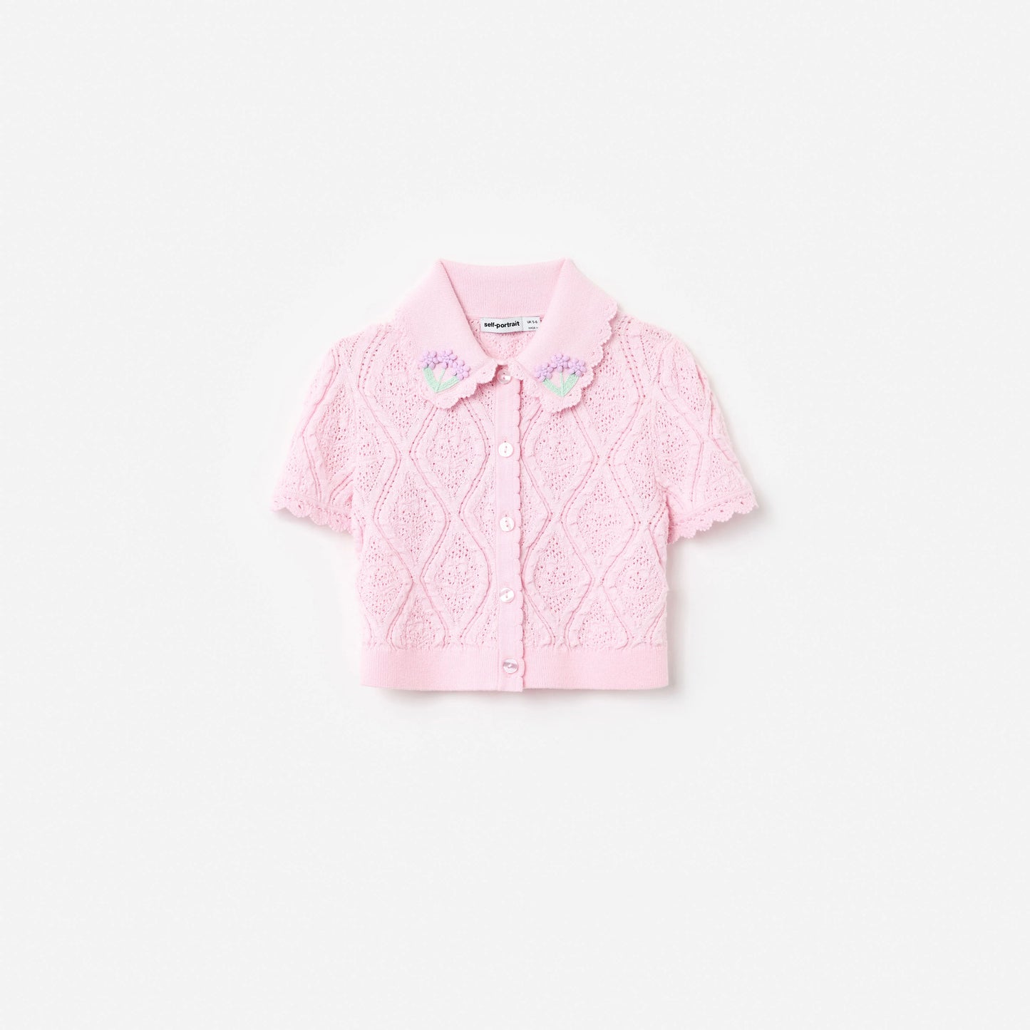 Pink Flower Embroidered Knit Top