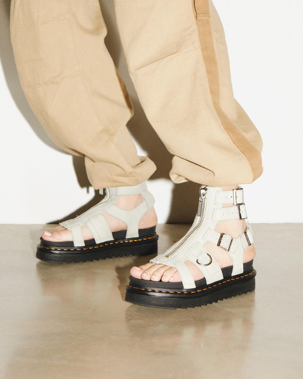 Olson Tumbled Nubuck Leather Gladiator Zip Sandals
