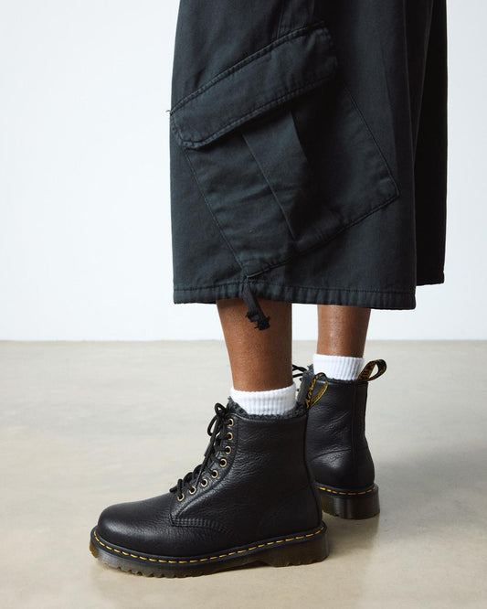 1460 Faux Fur Lined Grizzly Leather Lace Up Boots