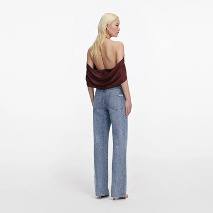 Brown Jersey Drape Top
