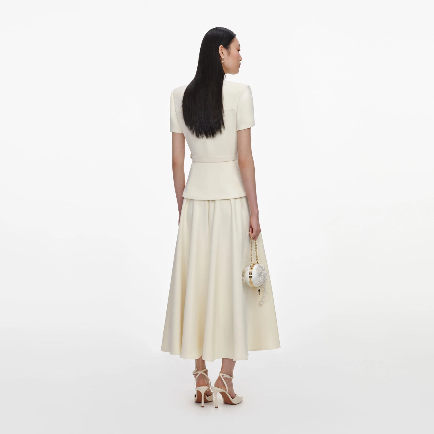 Yellow Crepe Tailored Midi Dress