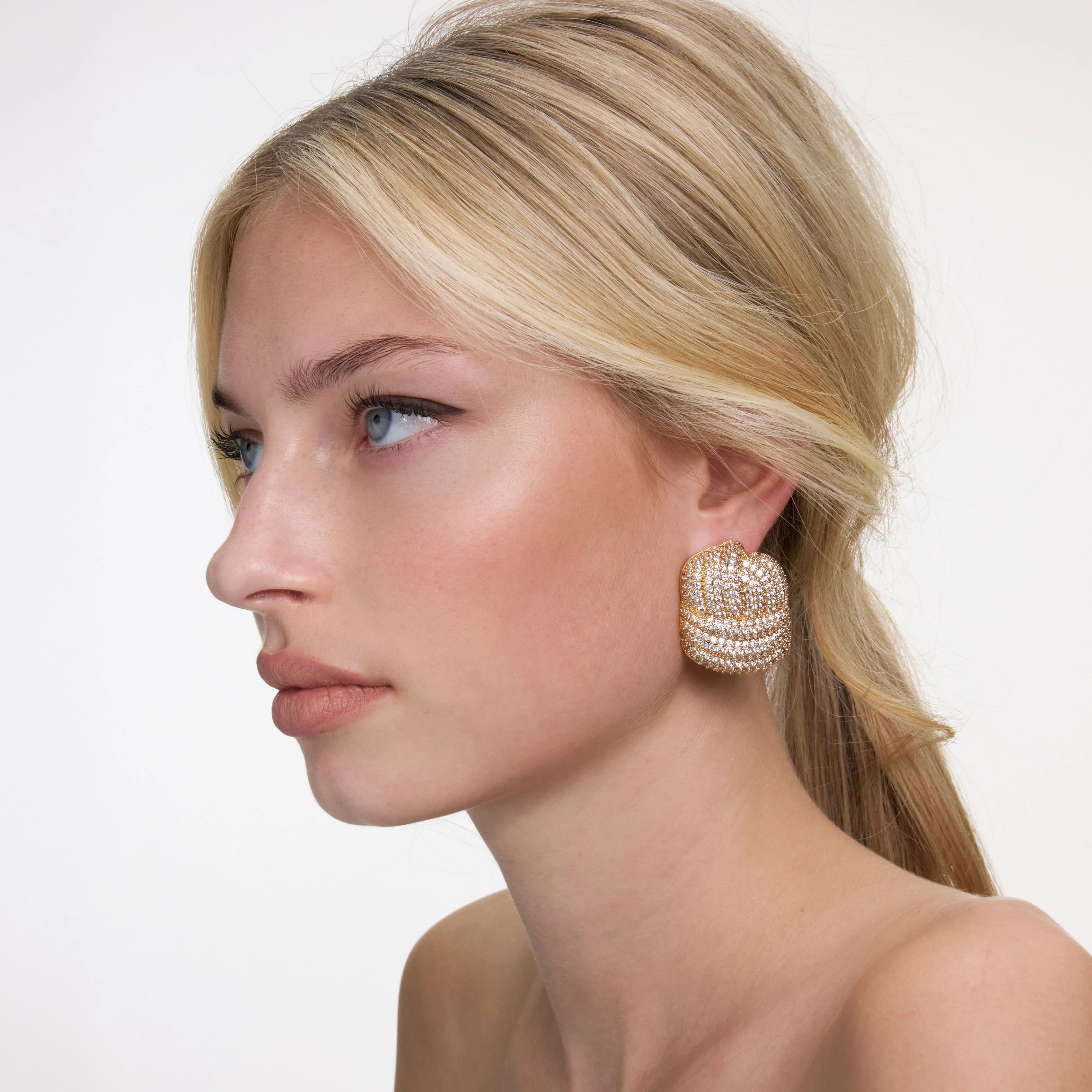 Gold Crystal Knot Earrings
