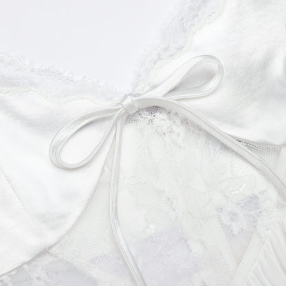 White Georgette Satin Maxi Dress