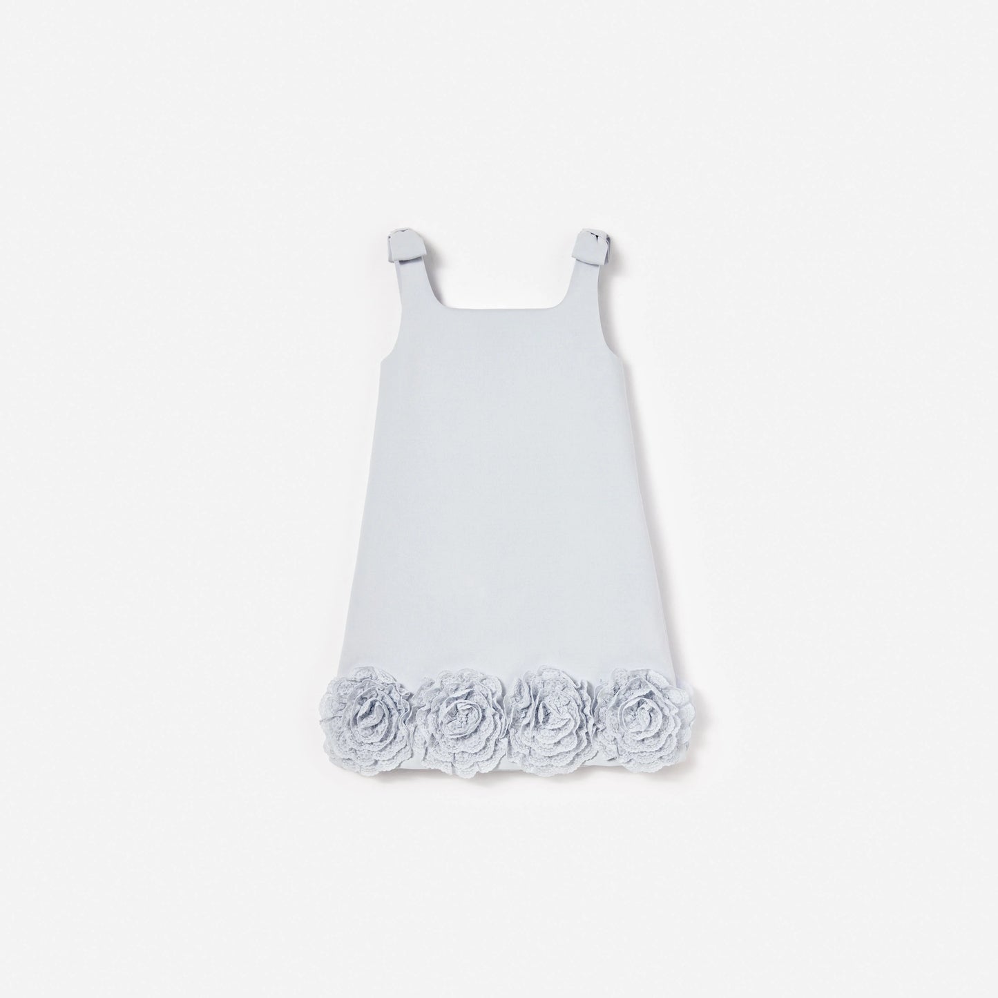 Blue Crepe Flower Dress