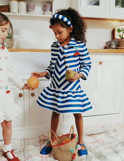 Navy Stripe Cherry Motif Jacket