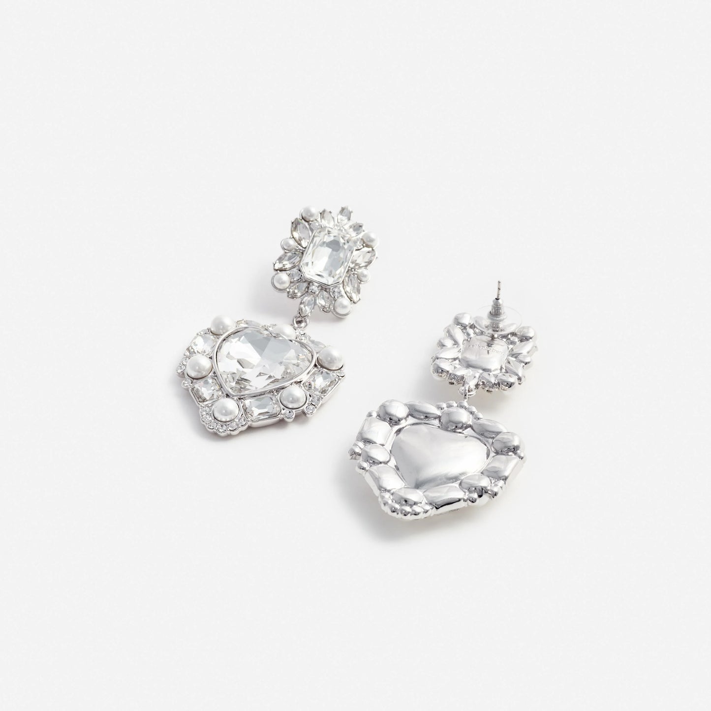 Crystal Pearl Tiered Heart Earrings