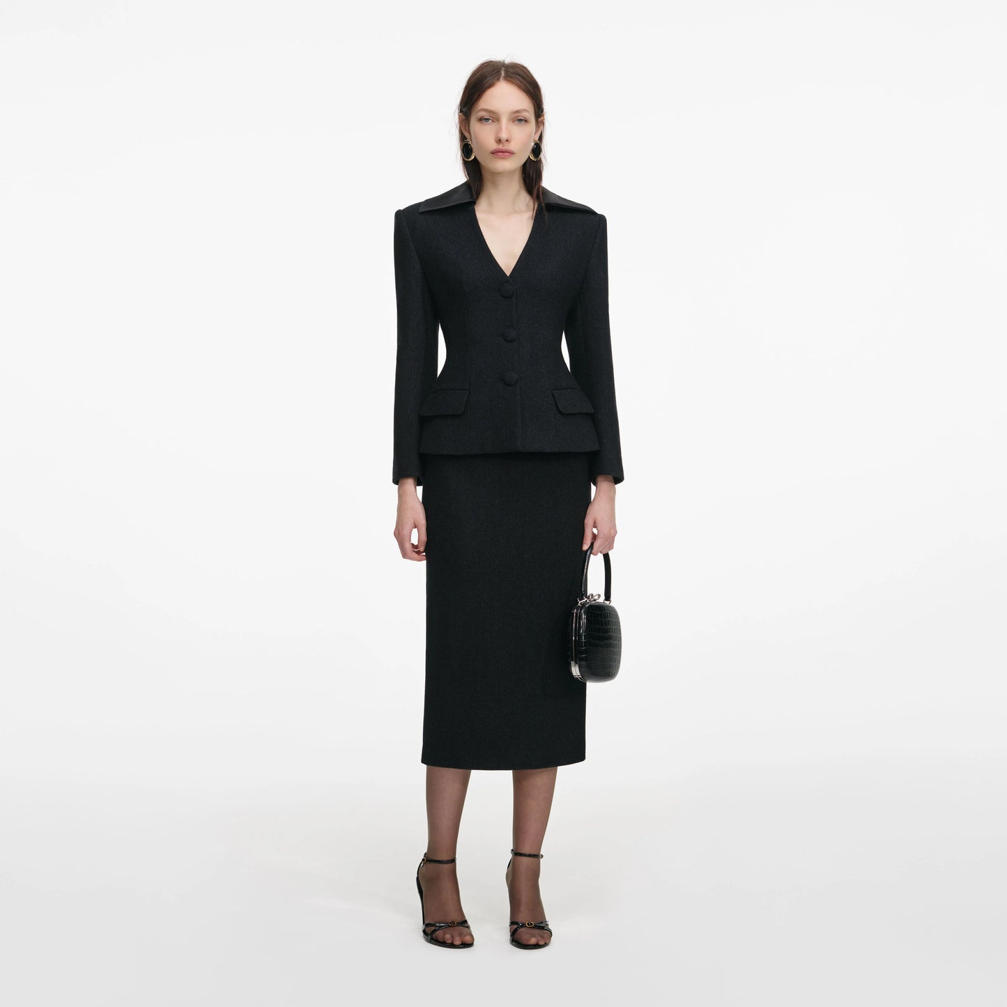 Black Blazer Tailored Midi Dress