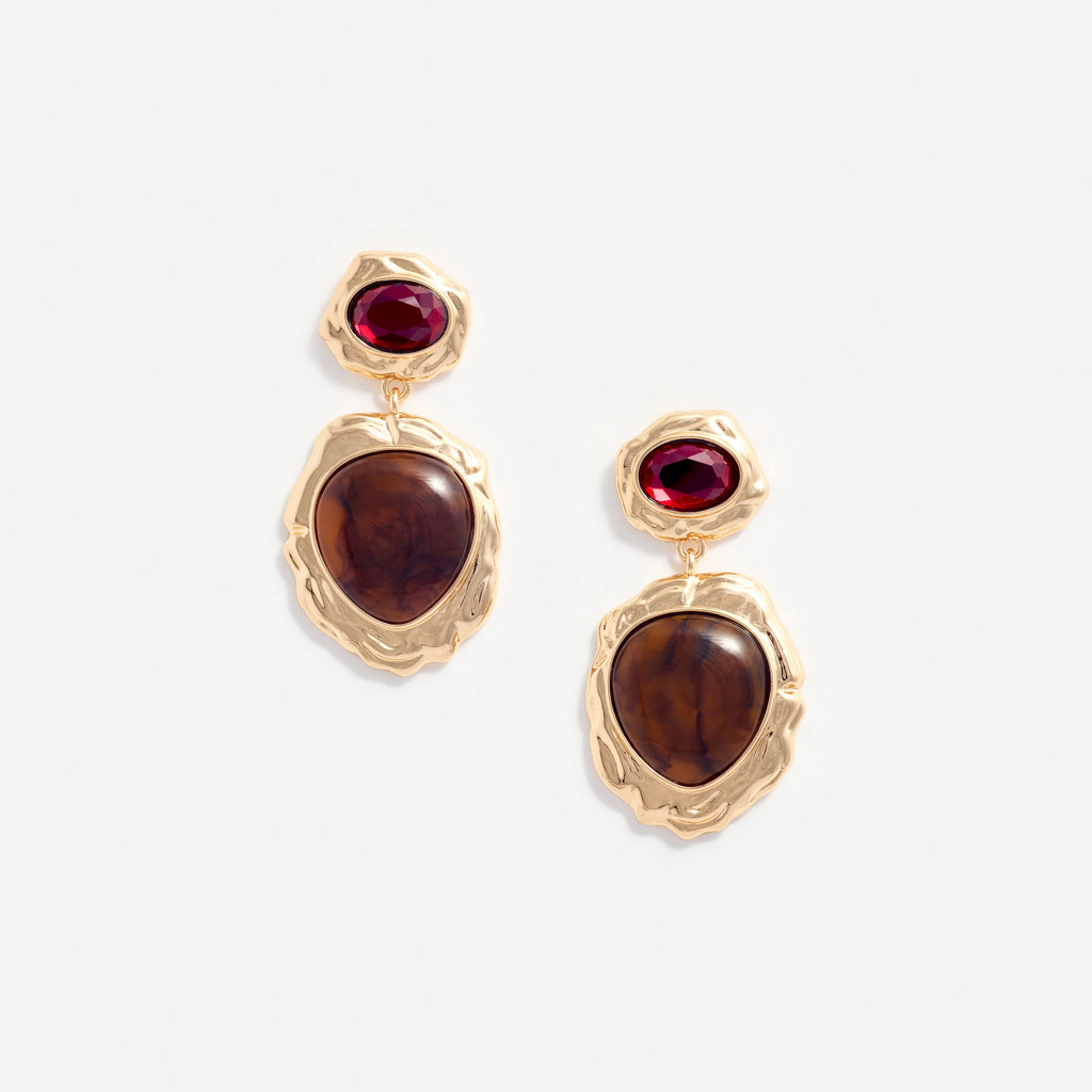 Mottled Gold Multi Tiered Earrings