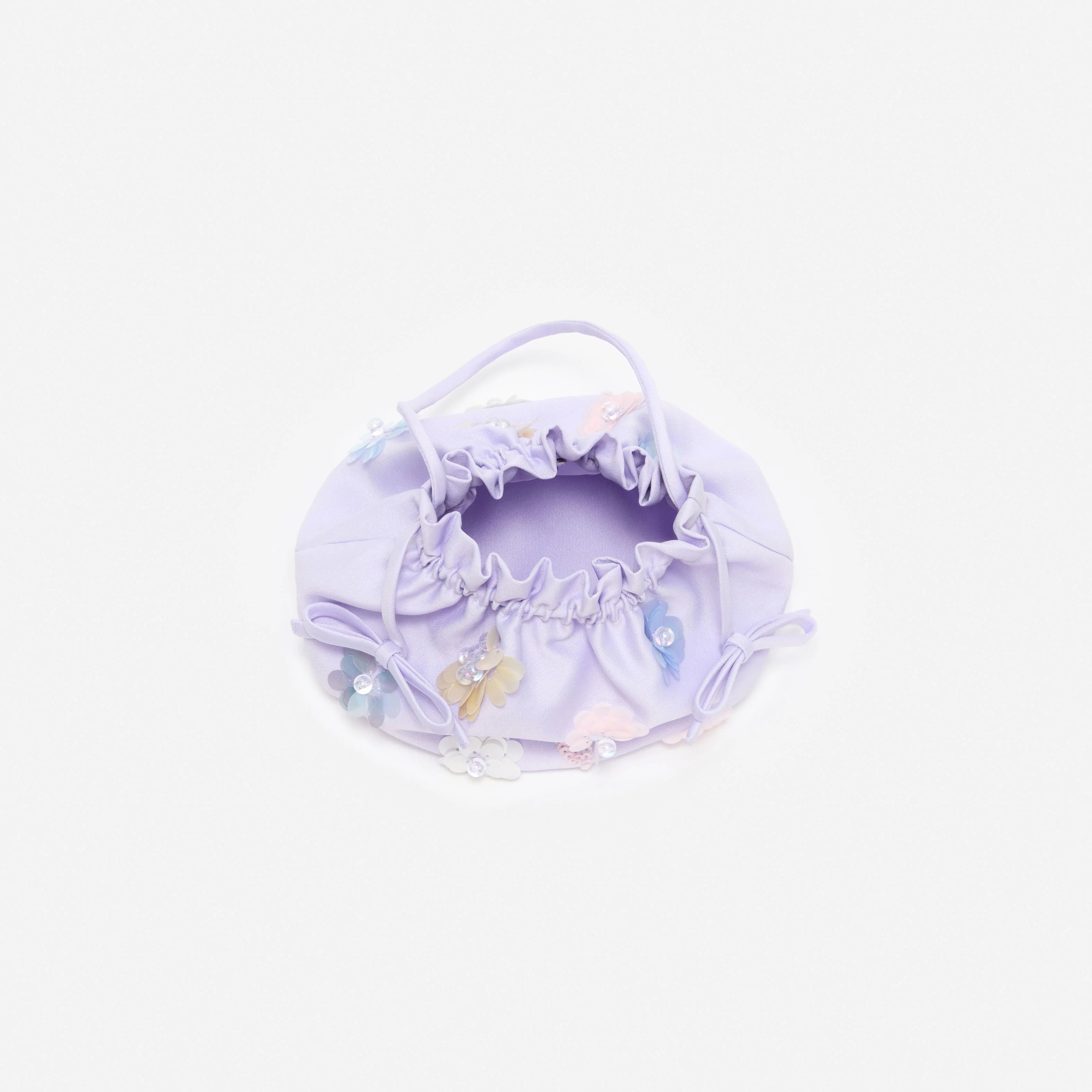 Lilac Flower Embellished Pouch Bag