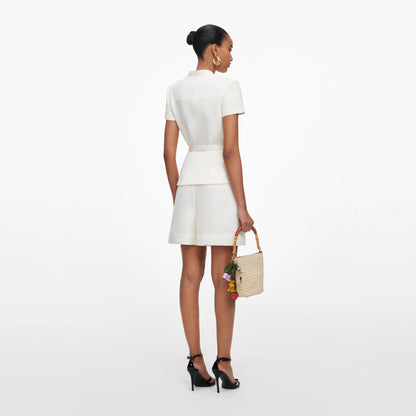 Cream Linen Blend Peplum Playsuit