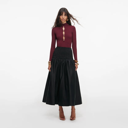 Burgundy Keyhole Knit Top