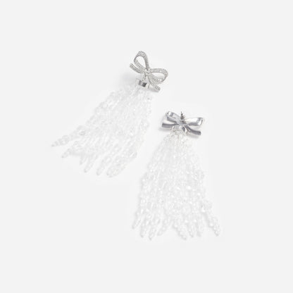 Bow Beaded Waterfall Earrings