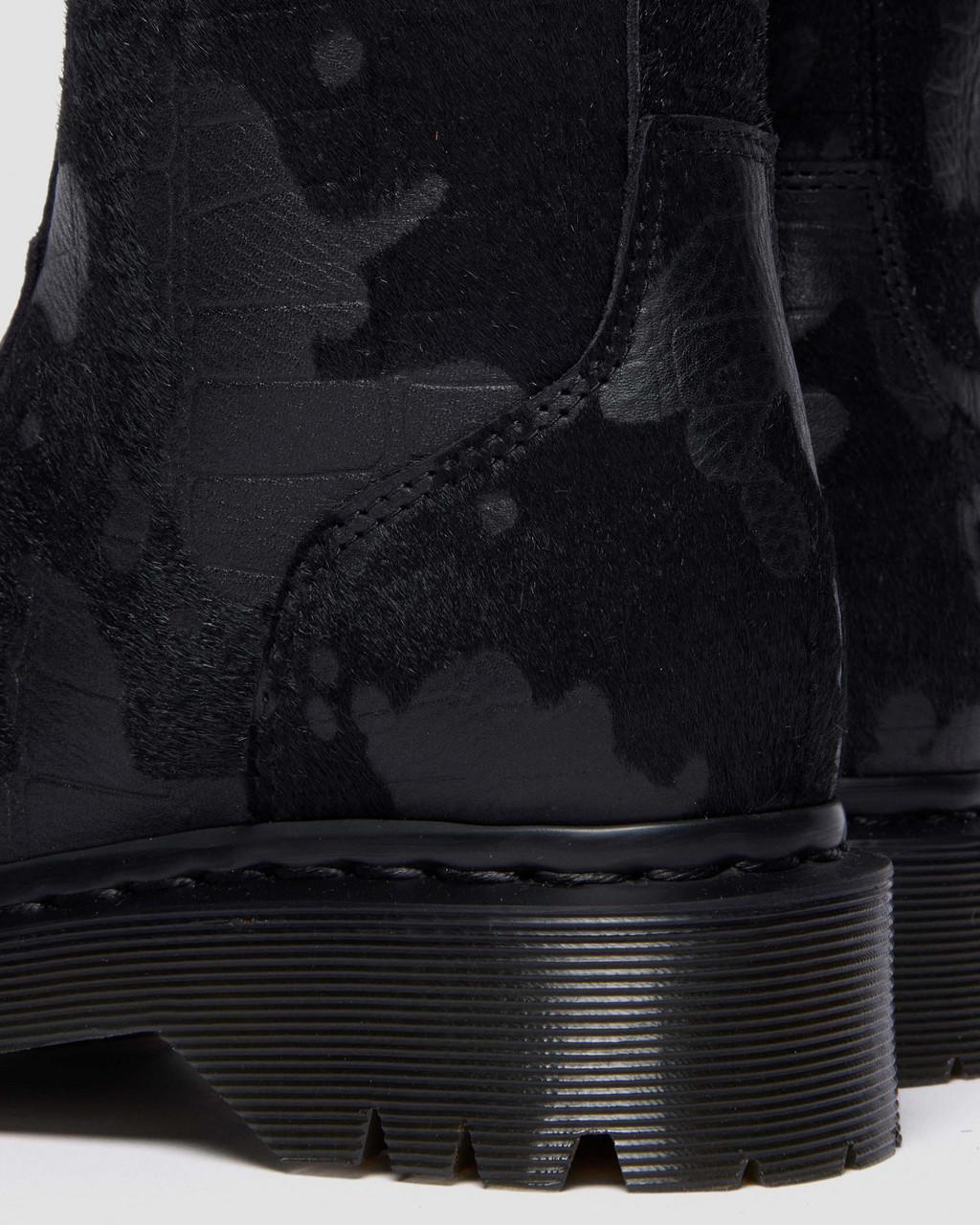 Rejena Hair On Croc Emboss Leather Boots