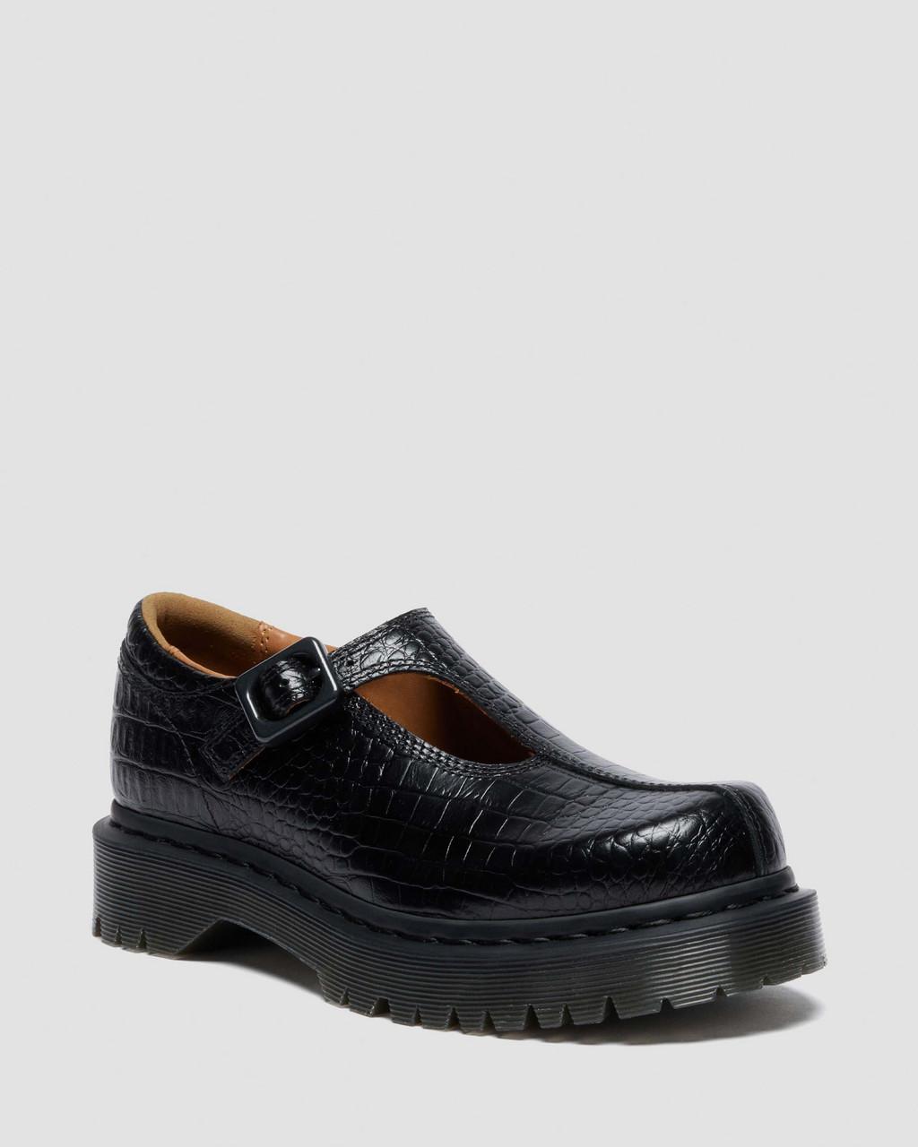 Rejena Mary Jane Croc Emboss Leather Shoes