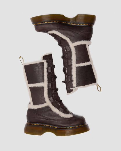 Buzz Lace Up Faux Fur Lined Grizzly Leather Boots