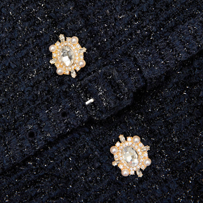 Navy Boucle Tailored Maxi Dress