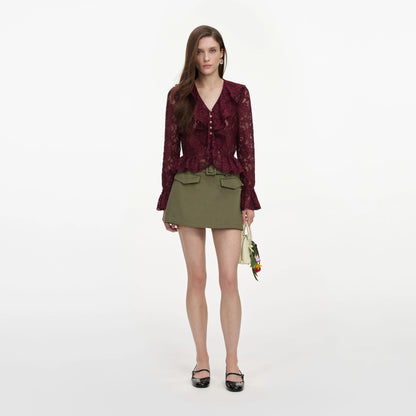 Plum Lace Ruffle Top