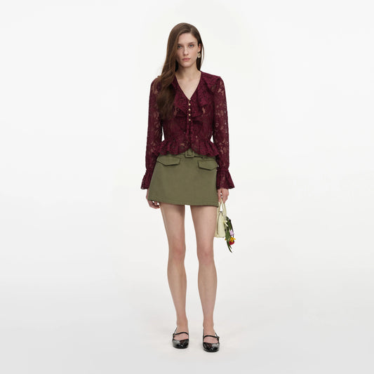 Plum Lace Ruffle Top
