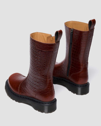 Rejena Croc Emboss Leather Boots