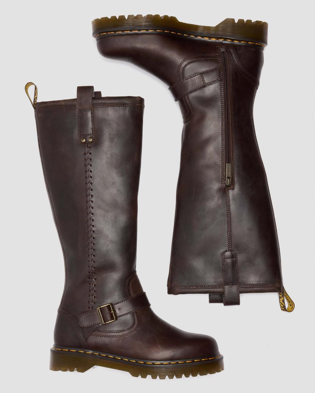 ANISTONE KNEE HIGH CRAZY HORSE BIKER BOOTS