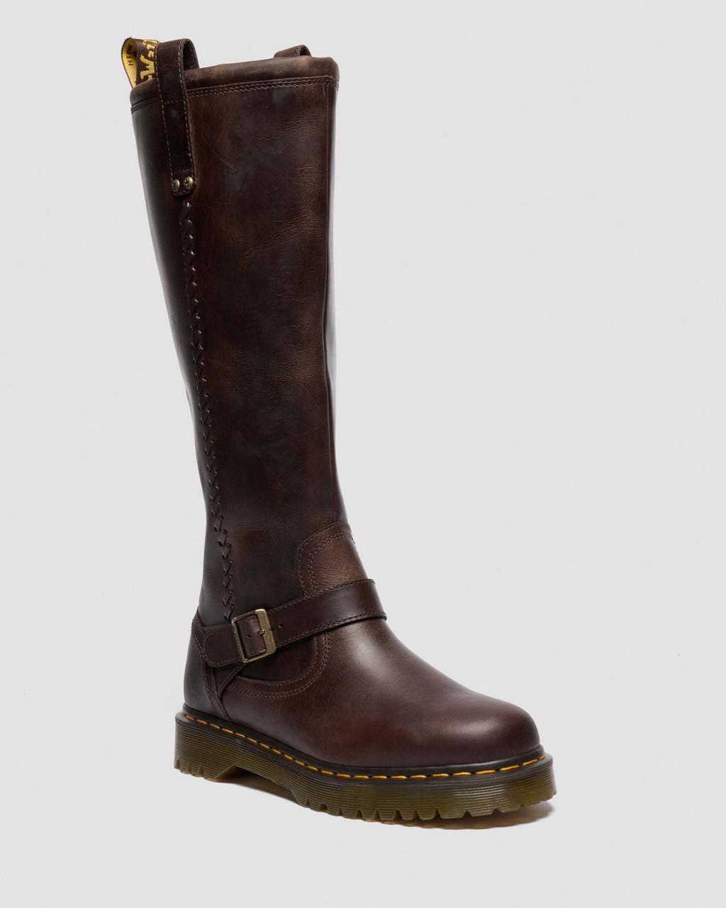 ANISTONE KNEE HIGH CRAZY HORSE BIKER BOOTS