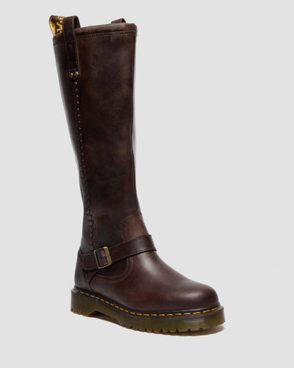 ANISTONE KNEE HIGH CRAZY HORSE BIKER BOOTS