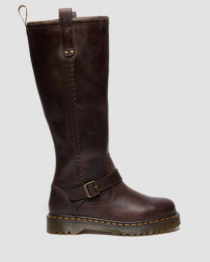 ANISTONE KNEE HIGH CRAZY HORSE BIKER BOOTS