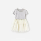 Grey Knit Tulle Dress