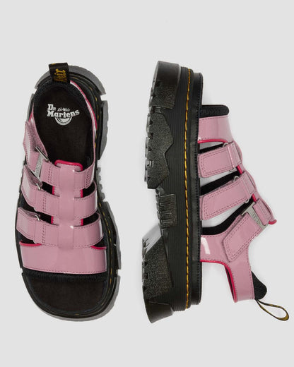 Mattison Three Strap Soft Patent Leather Sandals