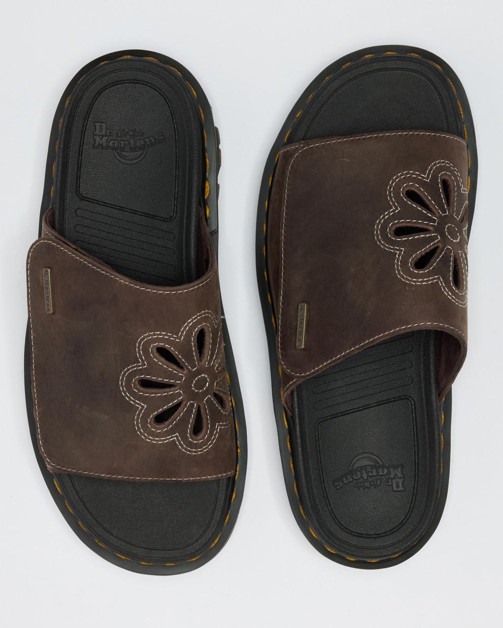 Zebzag Flower Crazy Horse Leather Slides