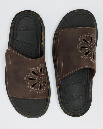 Zebzag Flower Crazy Horse Leather Slides