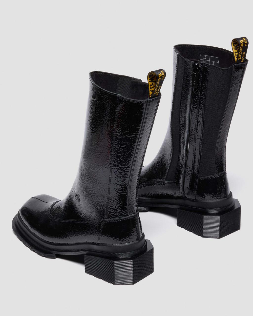 Maybole Hi Square Toe Patent Chelsea Boots
