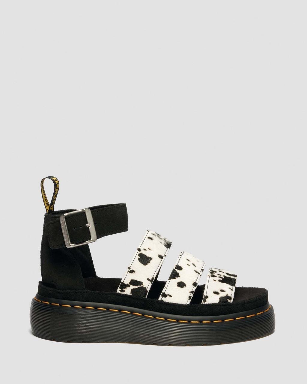 Clarissa Strap Hair On Leather Quad Sandals