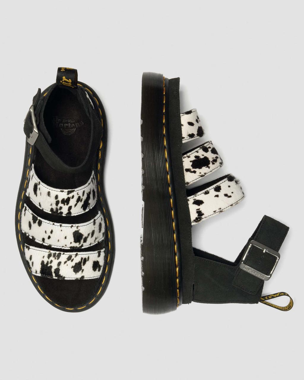 Clarissa Strap Hair On Leather Quad Sandals