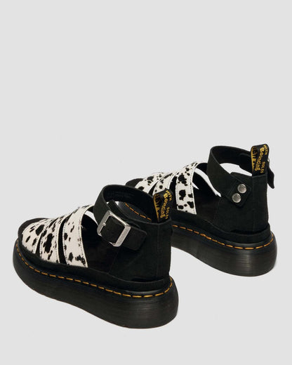 Clarissa Strap Hair On Leather Quad Sandals