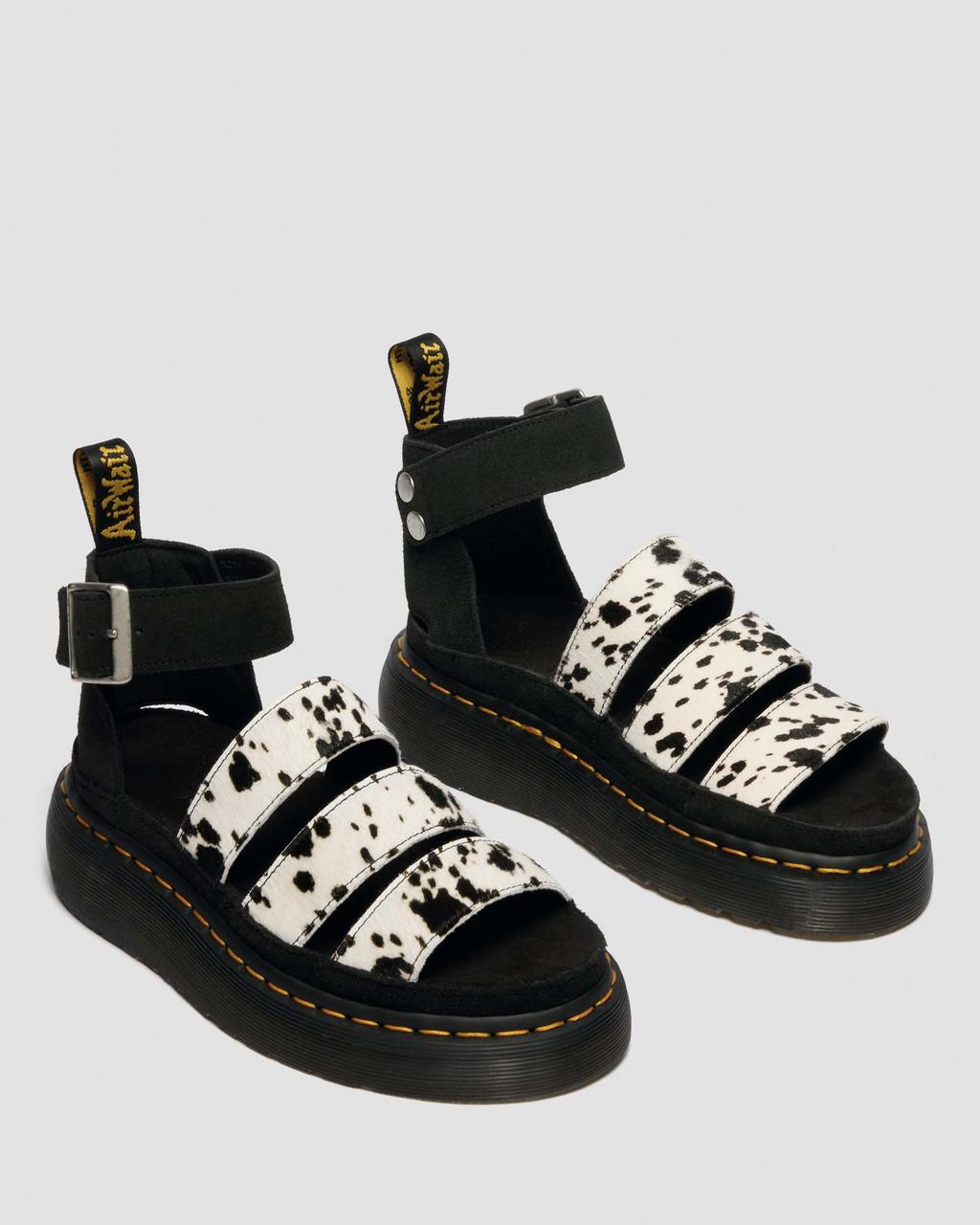 Clarissa Strap Hair On Leather Quad Sandals