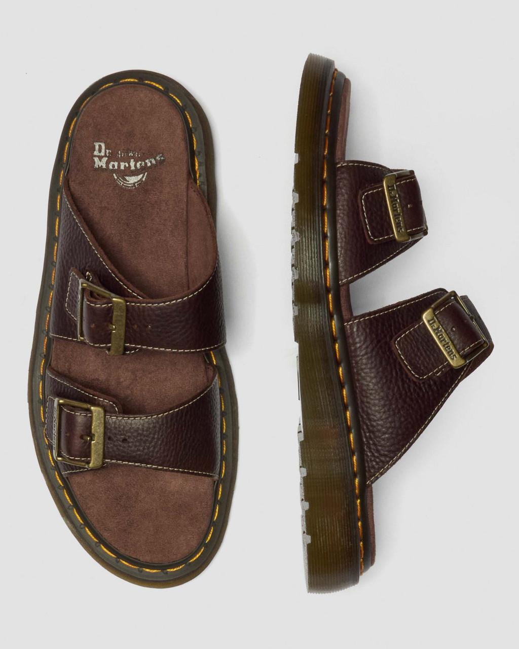 Josef Slide Grizzly Leather Sandals
