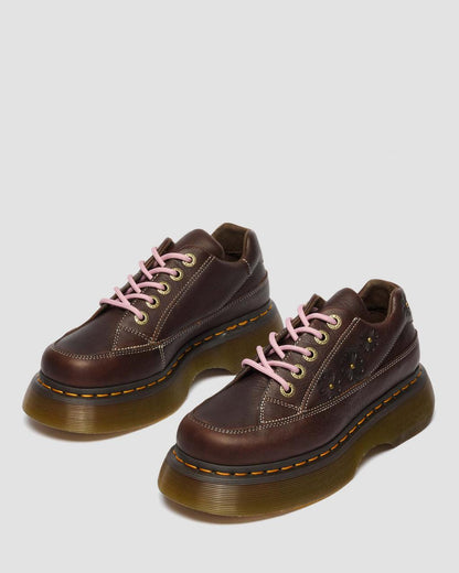 Buzz 5-Eye Flower Grizzly Leather Shoes