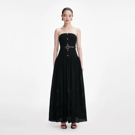 Black Bandeau Knit Maxi Dress