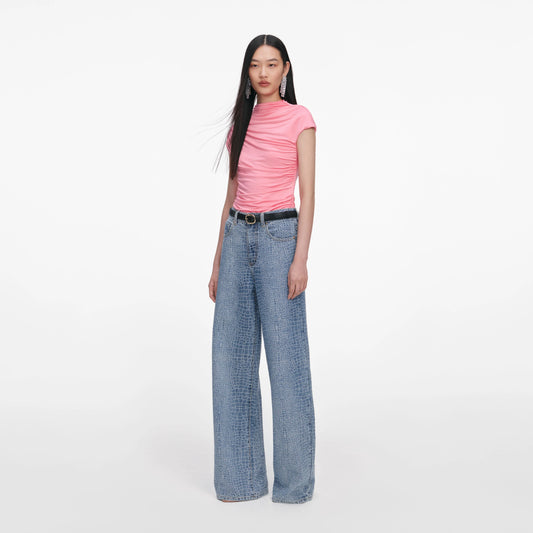 Pink Jersey Gathered Top