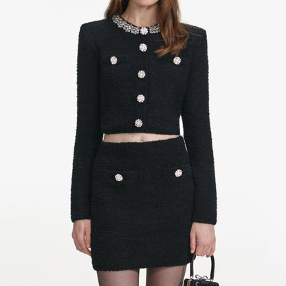 Black Crystal Trim Cardigan